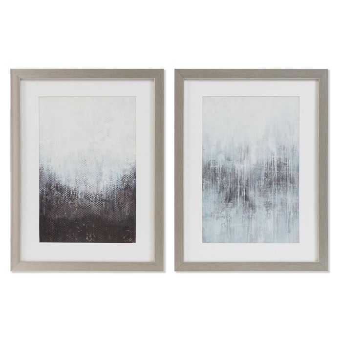 DKD Home Decor Cuadro Moderno Abstracto de Cristal y PS, Negro Gris, 40x30 cm, Pack 2 Unidades