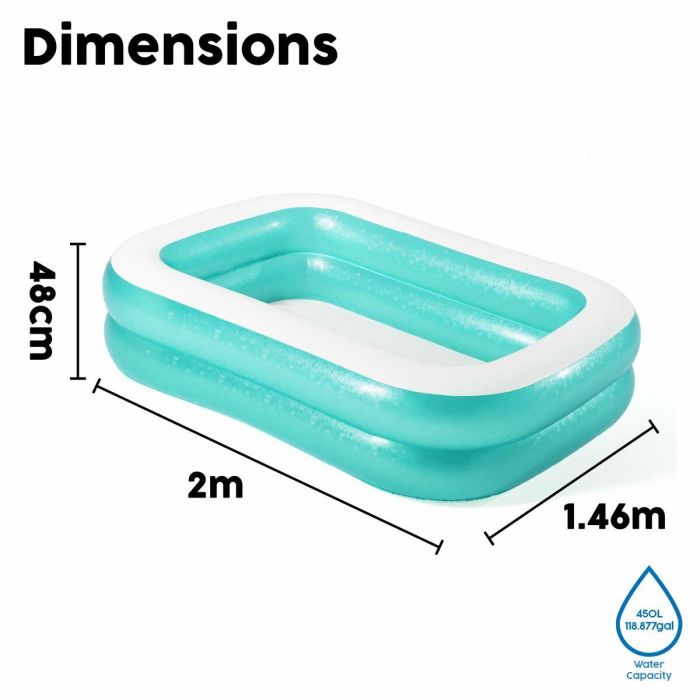 Bestway Piscina Hinchable 2 Camaras Rectangular 201x150x51 cm +6 Años Jardin 54005 5 Bestway Piscina Hinchable 2 Camaras Rectangular 201x150x51 cm +6 Años Jardin 54005 5