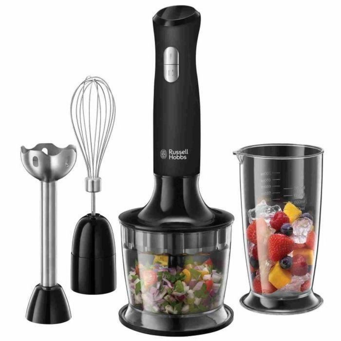 Batidora de Mano 3 en 1 - RUSSELL HOBBS - Negro Mate 24702-56 - 500 W - Bol 700 ml - Picadora 500 ml - 2 velocidades