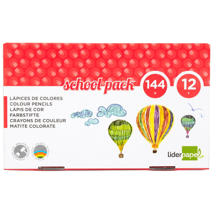 Liderpapel Lápices de Colores School Pack 144 Unidades 12 Colores x 12 Unidades 1 Liderpapel Lápices de Colores School Pack 144 Unidades 12 Colores x 12 Unidades 1