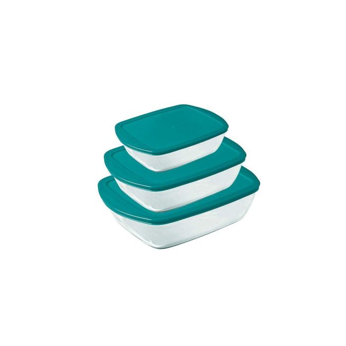 Pyrex AAAAN75162 - Juego 3 Platos con Tapa Cook & Store - Vidrio Rectangular - 0,4 L, 1,1 L, 2,5 L 9