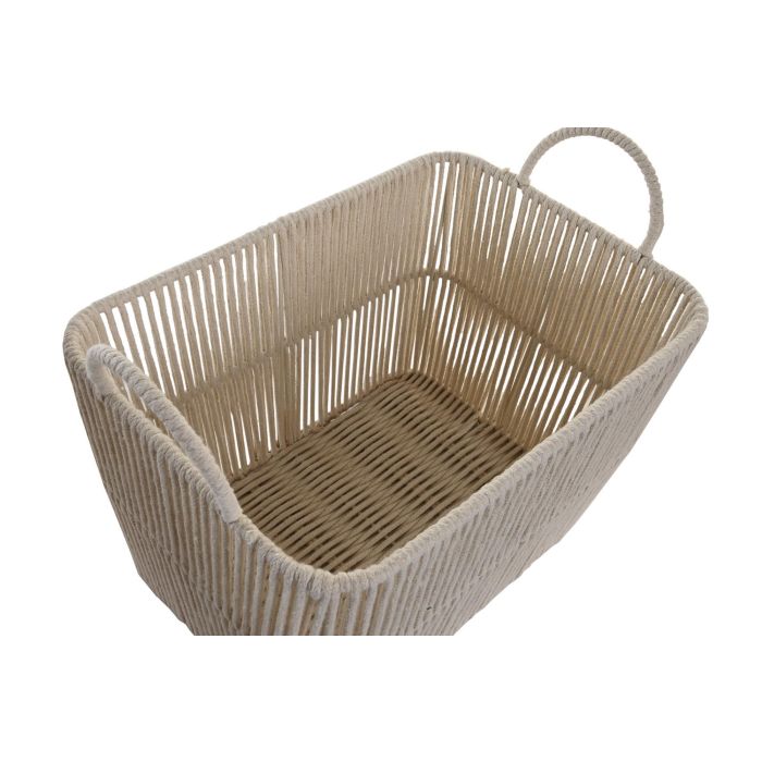 DKD Home Decor Cestas Organizadoras Decorativas Set de 3 Beige Algodón y Metal Hechas a Mano - 29x31x39 cm (2.28kg) 1 DKD Home Decor Cestas Organizadoras Decorativas Set de 3 Beige Algodón y Metal Hechas a Mano - 29x31x39 cm (2.28kg) 1