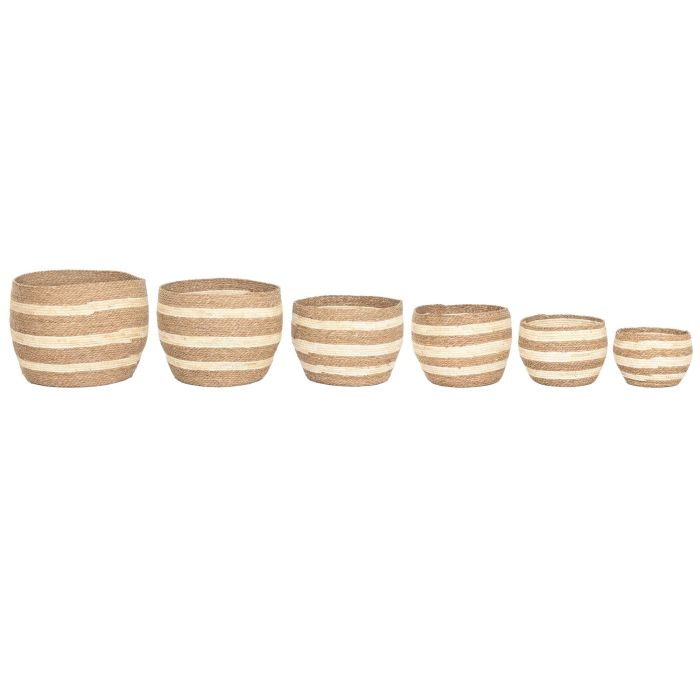 Cesta  DKD Home Decor Natural Crema 53 x 43 x 53 cm Set de 6 0 Cesta  DKD Home Decor Natural Crema 53 x 43 x 53 cm Set de 6 0