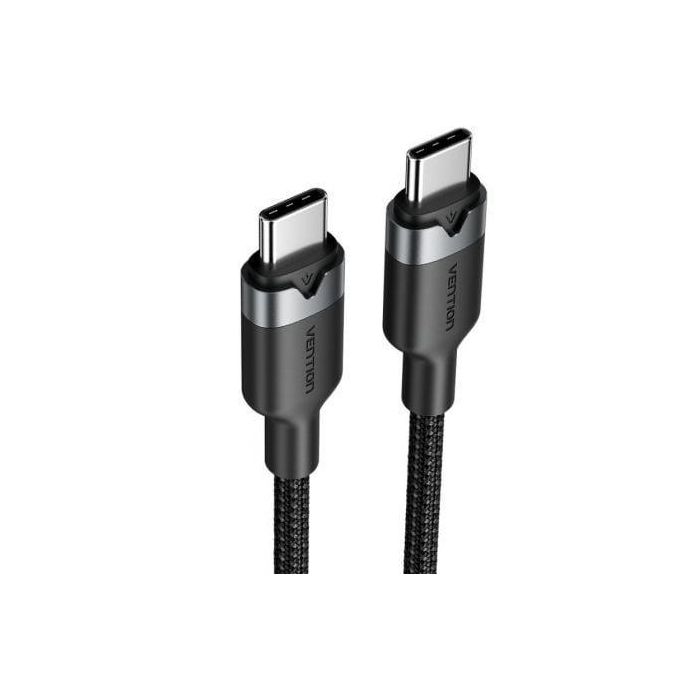 Vention TRDBF Cable USB 2.0 Tipo-C a Tipo-C Macho 60W PD 3A 480Mbps para Carga Rápida y Datos. 1m, Nylon Trenzado Negro. 1 Vention TRDBF Cable USB 2.0 Tipo-C a Tipo-C Macho 60W PD 3A 480Mbps para Carga Rápida y Datos. 1m, Nylon Trenzado Negro. 1