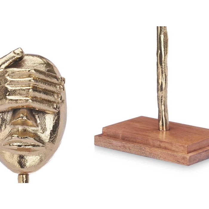 Figura Metal Mano Ojos Oro Giftdecor con Soporte Madera 16x34x10 cm (6 Unidades) 2 Figura Metal Mano Ojos Oro Giftdecor con Soporte Madera 16x34x10 cm (6 Unidades) 2