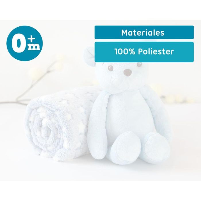 Oso De Peluche Azul Con Mantita De Estrellas 4