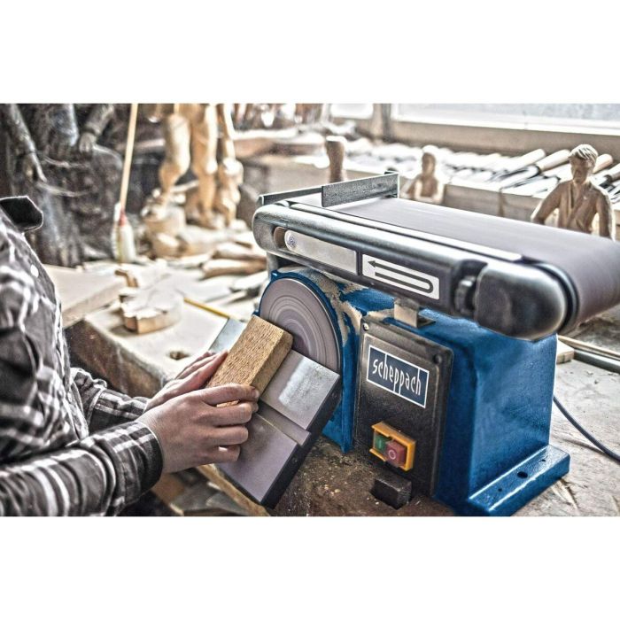 Scheppach BTS800 Lijadora de banda y disco Ø 150 mm 370 W Motor Inducción Silencioso con Mesa Inclinable 45° 5