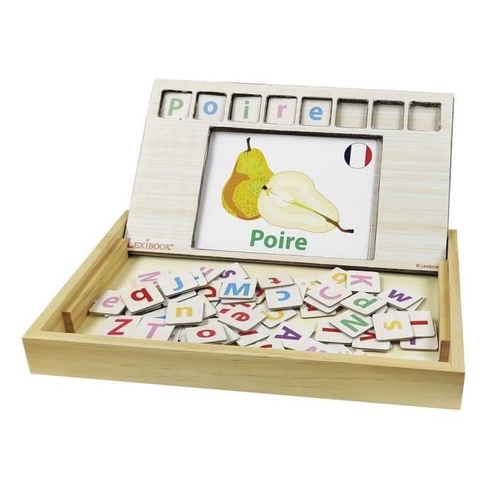 Lexibook Escuela de Palabras Bilingüe Francés Inglés Bio Toys - Juego Educativo de Madera 50 Tarjetas Vocabulario +3 Años 2