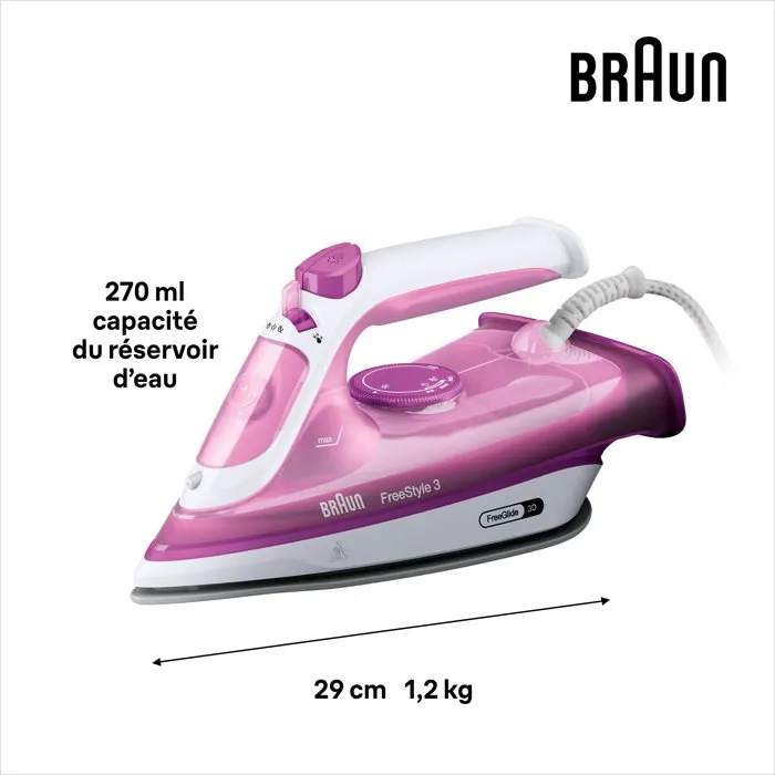 Braun Plancha de Vapor FI3124 - Potencia 2400 W - Suela Supercerámica - Depósito 270 ml - Autolimpieza 2