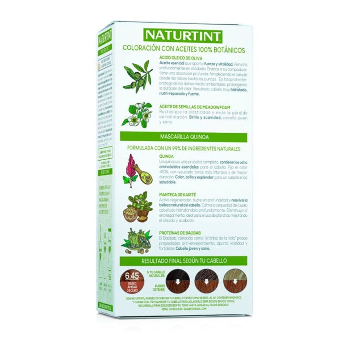 NATURTINT Tinte sin Amoniaco Rubio Ámbar Oscuro Tono 6.45 170 ml 1
