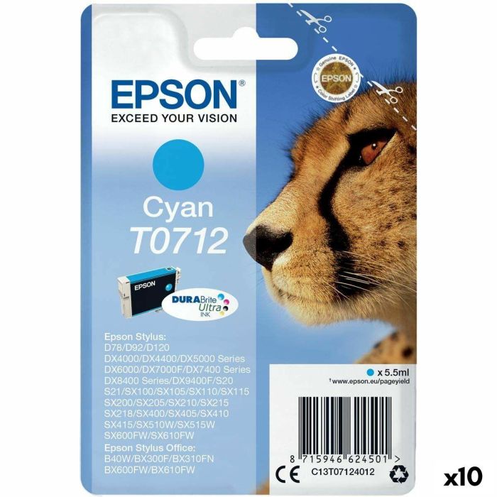 Cartucho Inkjet Epson T071240B0 Stylus D78/92/120 Dx4000/4050/5000/5050/6000/6050/7000F/7400/8400/9400F Cian