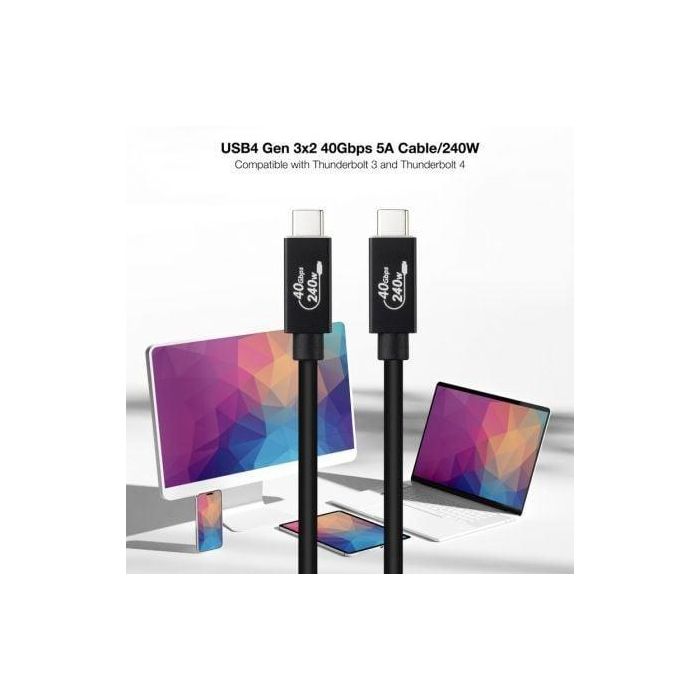 Cable USB 4.0 Nanocable 10.01.5001/ USB Tipo-C Macho - USB Tipo-C Macho/ Hasta 240W/ 40Gbps/ 1m/ Negro 2 Cable USB 4.0 Nanocable 10.01.5001/ USB Tipo-C Macho - USB Tipo-C Macho/ Hasta 240W/ 40Gbps/ 1m/ Negro 2