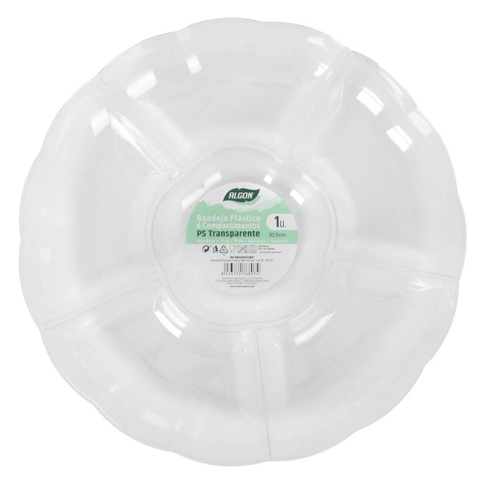 Bandeja PS 6 departamentos transparente roja 30.5 cm Algon (12 Unidades) 1 Bandeja PS 6 departamentos transparente roja 30.5 cm Algon (12 Unidades) 1
