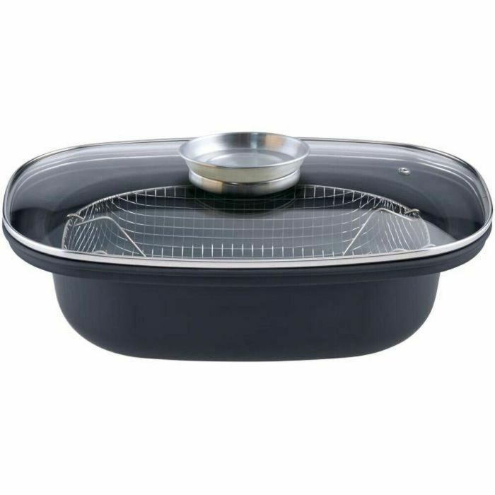 GSW Cocotte de Acero al Carbono Antiadherente con Cesta de Freír y Tapa 40x25 cm, Apta Inducción y Horno 240°C