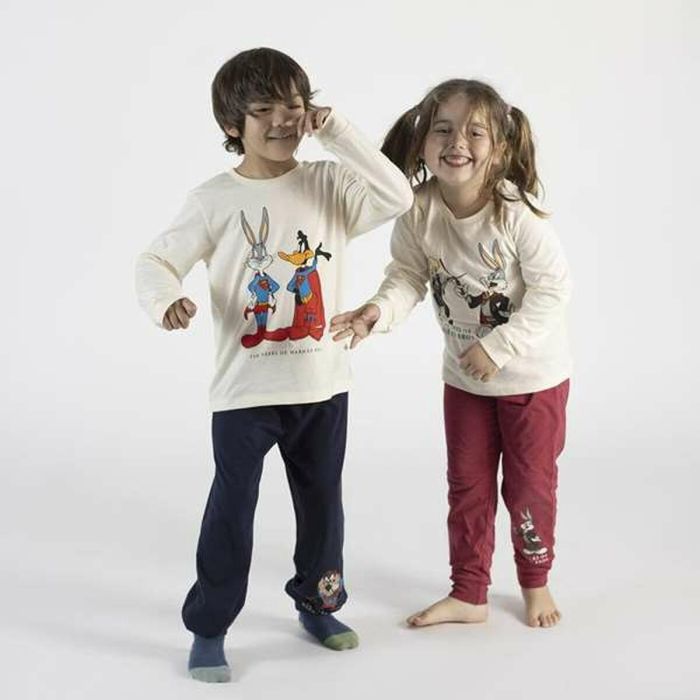 Cerdá Pijama Largo Single Jersey Warner 100 para Niños 10 Años Beige 1