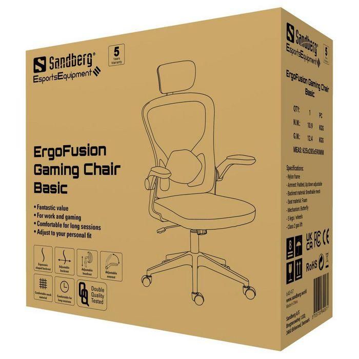 Sandberg Silla Gaming ErgoFusion Basic, Respaldo Ergonómico de Malla Transpirable, Reposabrazos y Reposacabezas Ajustables 10 Sandberg Silla Gaming ErgoFusion Basic, Respaldo Ergonómico de Malla Transpirable, Reposabrazos y Reposacabezas Ajustables 10