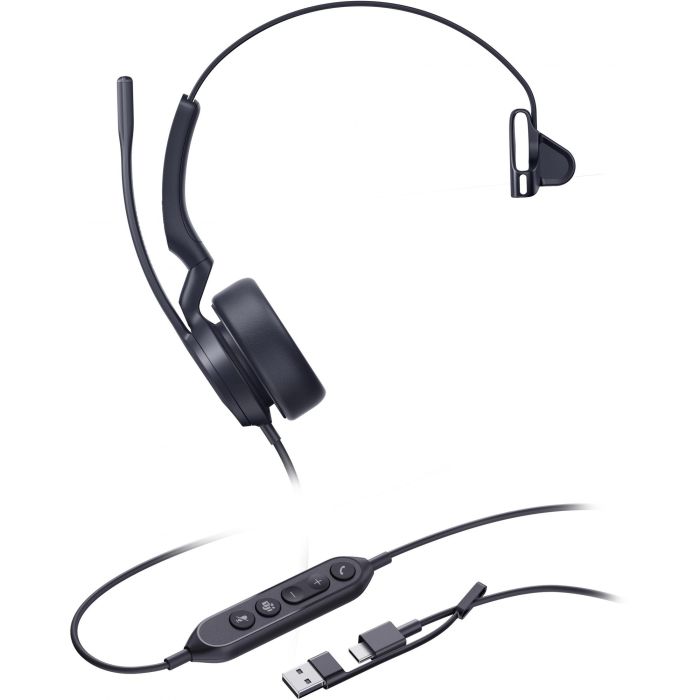 Yealink UH44 Auriculares Mono USB-C/A para Microsoft Teams con Cancelación de Ruido, Diadema, Oficina/Call Center