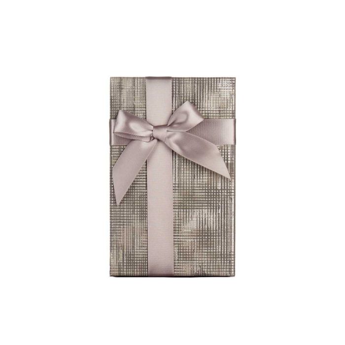 Set 3 Cajas de Cartón Rectangulares Antracita con Rayas y Lazo Pincello 23x10x16 cm (12 Unidades) 2 Set 3 Cajas de Cartón Rectangulares Antracita con Rayas y Lazo Pincello 23x10x16 cm (12 Unidades) 2
