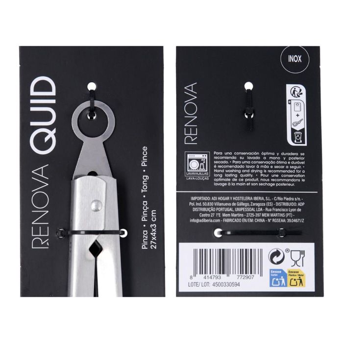 Pinza Acero Inoxidable Renova Quid 27x4x3 cm 4 Pinza Acero Inoxidable Renova Quid 27x4x3 cm 4