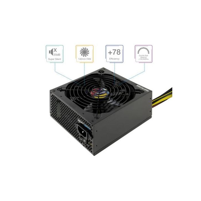 TooQ TQAPOLO-650SP Fuente de Alimentación ATX 650W con PFC Activo, Ventilador silencioso 140mm, Crossfire SLI 1