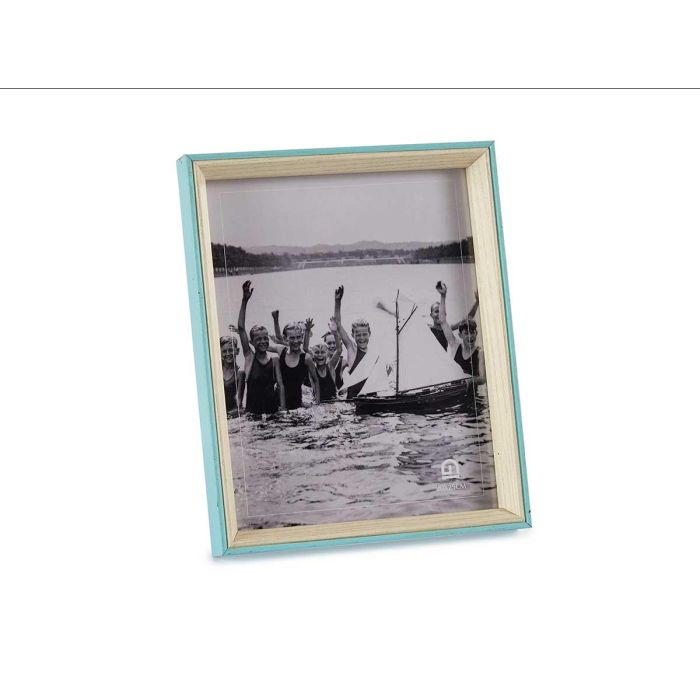 Giftdecor Portafotos Madera 20x25 cm Azul y Natural con Marco de Madera MDF y Cristal (Set de 24) 1