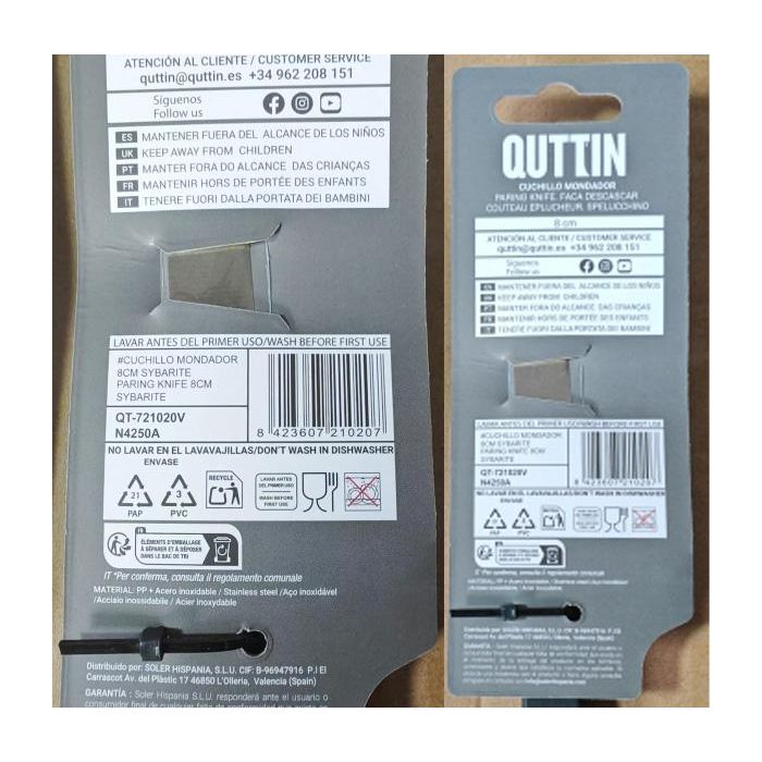 Quttin Cuchillo Mondador Sybarite 8 cm (24 Unidades) 4 Quttin Cuchillo Mondador Sybarite 8 cm (24 Unidades) 4