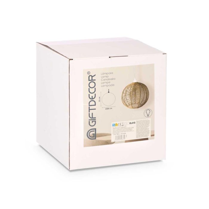 Giftdecor Lámpara de Techo Esfera de Cuerda Metal y Papel Negro y Marrón 28x29.5x28 cm 2