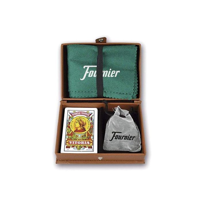 Fournier Baraja Española Doble Mus en Estuche de Polipiel con Tapete y Amarracos