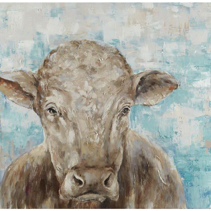 DKD Home Decor Cuadro Vaca Azul Rosa Lienzo Pino Hecho a Mano 100 x 100 x 3.5 cm (2 Unidades) 1 DKD Home Decor Cuadro Vaca Azul Rosa Lienzo Pino Hecho a Mano 100 x 100 x 3.5 cm (2 Unidades) 1