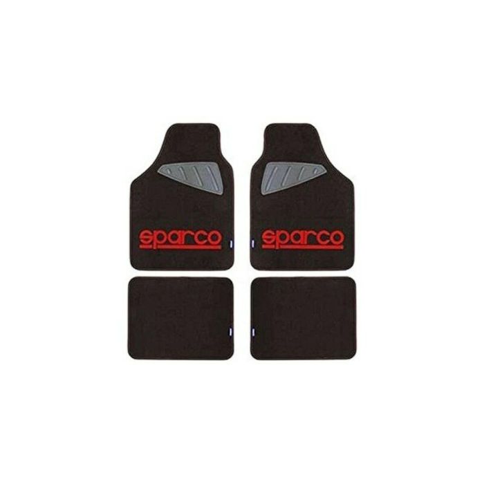 SPARCO SPC1903 Alfombra Moqueta Roja 4 Piezas con Talonera Antideslizante, Ajuste Universal, Fácil Limpieza, Diseño Deportivo