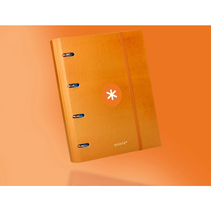 Antartik Carpeta con recambio A4 cuadro 5mm forrada 4 anillas 40mm redondas con solapa color mostaza 9