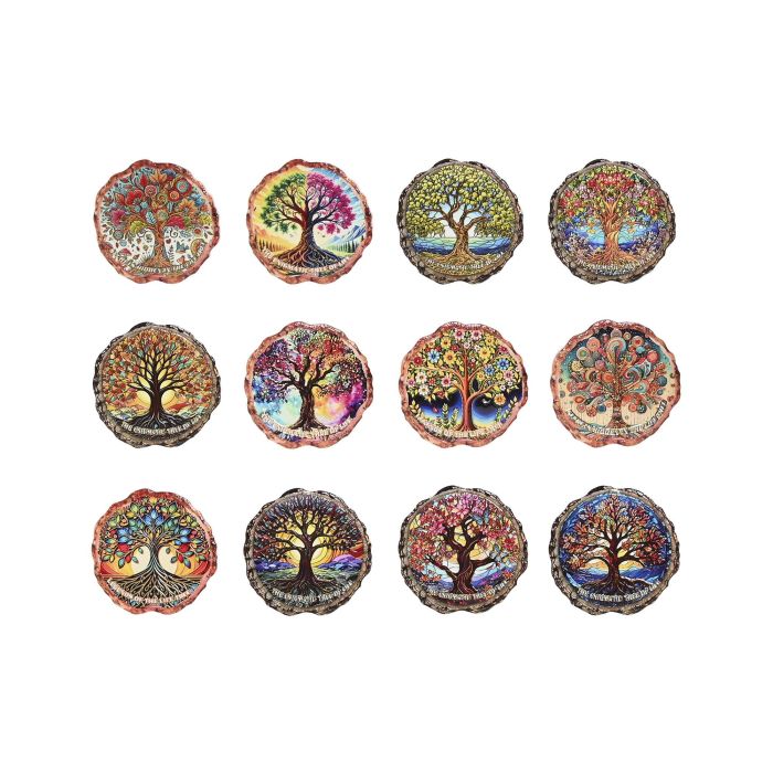 DKD Home Decor Posavasos Indio de Dolomita y Corcho Multicolor 10.8 x 10.8 x 0.7 cm (72 Unidades)