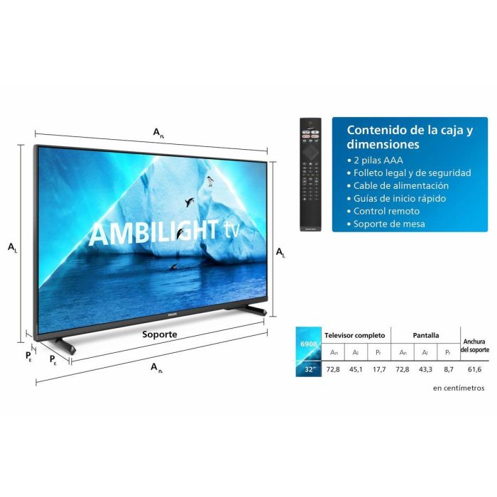 Philips 32PFS6908/12 TV 32" LED Full HD Smart TV con Ambilight, Control por Voz, Compatible con Google Asistente y Alexa 3 Philips 32PFS6908/12 TV 32" LED Full HD Smart TV con Ambilight, Control por Voz, Compatible con Google Asistente y Alexa 3