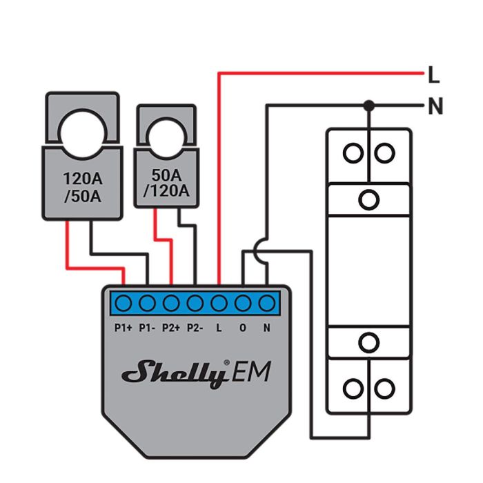Módulo switch Wi-Fi Shelly SHELLY EM + 50A CLAMP 3 Módulo switch Wi-Fi Shelly SHELLY EM + 50A CLAMP 3