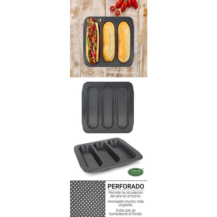 Molde para 3 Baguettes Grandes Perforado 28x28 cm - Quttin (6 Unidades) 10 Molde para 3 Baguettes Grandes Perforado 28x28 cm - Quttin (6 Unidades) 10