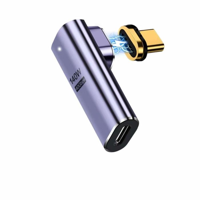 Ewent EC1049 Adaptador USB-C a USB-C Magnético 90 Grados USB4 40Gbps 100W Power Delivery Video 8K Púrpura 5 Ewent EC1049 Adaptador USB-C a USB-C Magnético 90 Grados USB4 40Gbps 100W Power Delivery Video 8K Púrpura 5