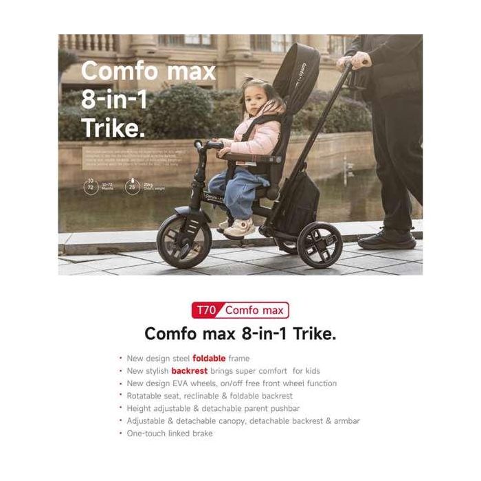 Triciclo comfo max 6 -in-1 plegable en aluminio, ruedas de eva. asiento giratorio 360º, reclinable, máximo comfort negro 1 Triciclo comfo max 6 -in-1 plegable en aluminio, ruedas de eva. asiento giratorio 360º, reclinable, máximo comfort negro 1