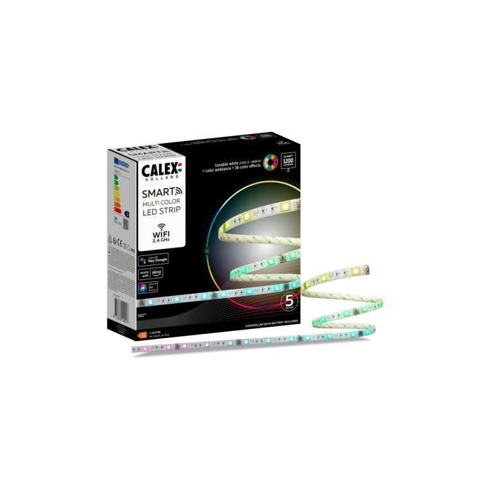 Calex CAL8712879149217 Cinta LED 5 Metros 24W RGB y CCT (Color y Blanco Regulable) con Mando a Distancia Calex CAL8712879149217 Cinta LED 5 Metros 24W RGB y CCT (Color y Blanco Regulable) con Mando a Distancia