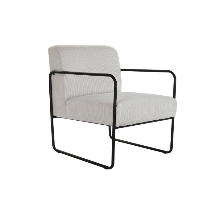 Sillón DKD Home Decor Negro Poliéster Blanco Hierro (64 x 74 x 79 cm)