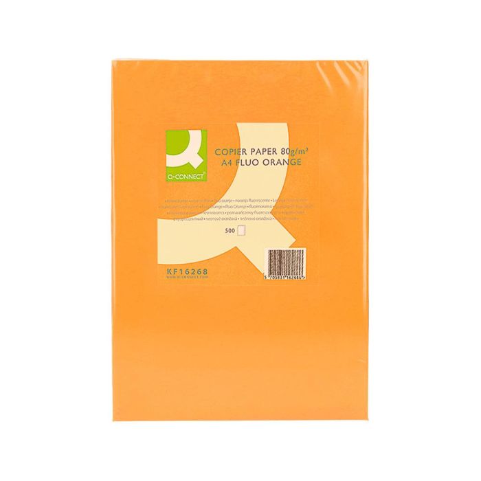 Papel Color Q-Connect Din A4 80 gr Naranja Neon Paquete De 500 Hojas 1