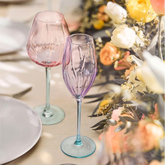 Cristal d'Arques Copas Swirly Spring - Pack 4 Copas de Cristal Rosa, 47 cL, Fabricado en Francia, Libre de Cadmio y Plomo 4