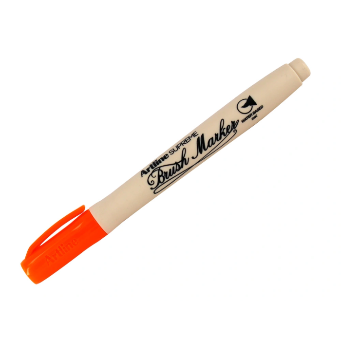 Artline Rotulador Supreme Brush EPFS Punta Pincel Trazo Fino Naranja Oscuro Base Agua para Diseñar Ilustrar Colorear 1