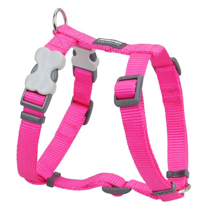 Red Dingo Arnés para Perro Liso Fuxia 15mm, Cuello 30-48cm, Cuerpo 36-54cm. Nylon Alta Calidad, Hebillas Gemelas Acero Inoxidable.