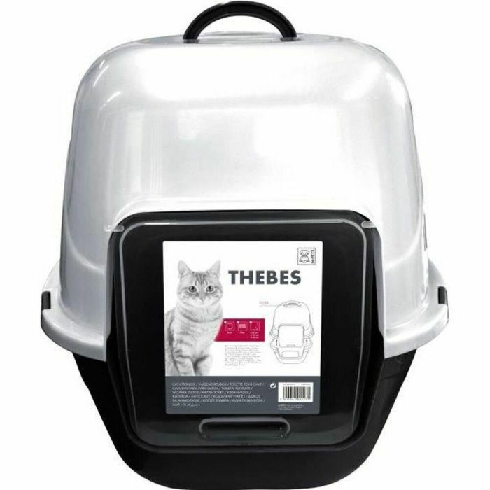 Baño de MPETS Thebes - 62x53x58 cm - Blanco y negro - Para gatitos 1