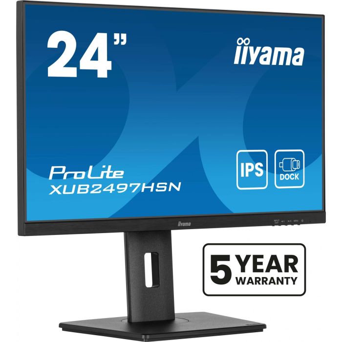 Iiyama XUB2497HSN-B2 Pantalla de 24'' IPS Full HD con USB-C Dock, RJ45, Ajuste de Altura y Pivote