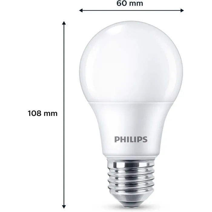 Philips Bombilla LED PHI8719514452404 60W E27 Blanco Cálido Mate No Regulable Pack 3 Unidades 2 Philips Bombilla LED PHI8719514452404 60W E27 Blanco Cálido Mate No Regulable Pack 3 Unidades 2