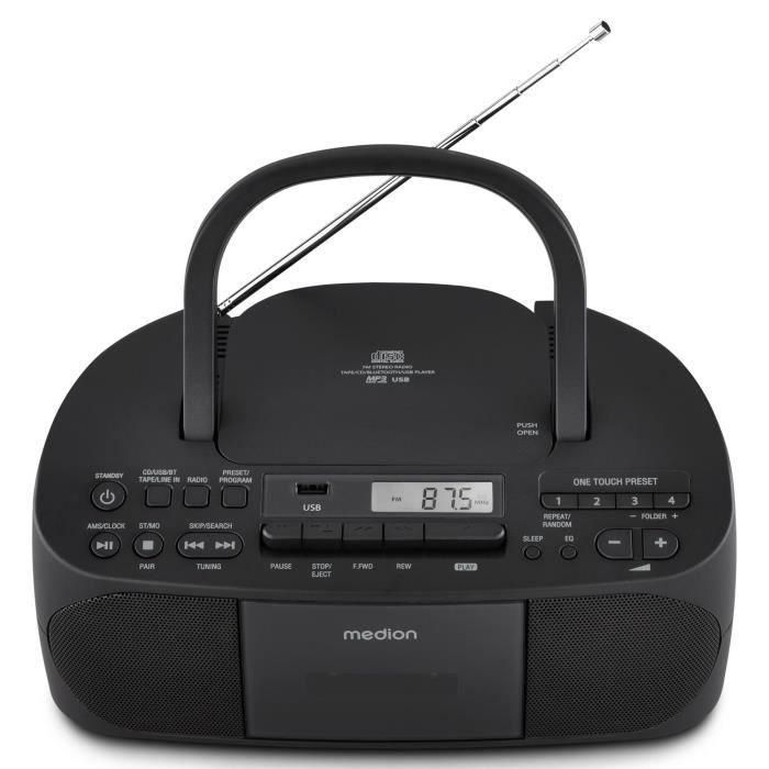 Medion MED4061275057881 Radio CD K7 FM 2x3W RMS Negra 1