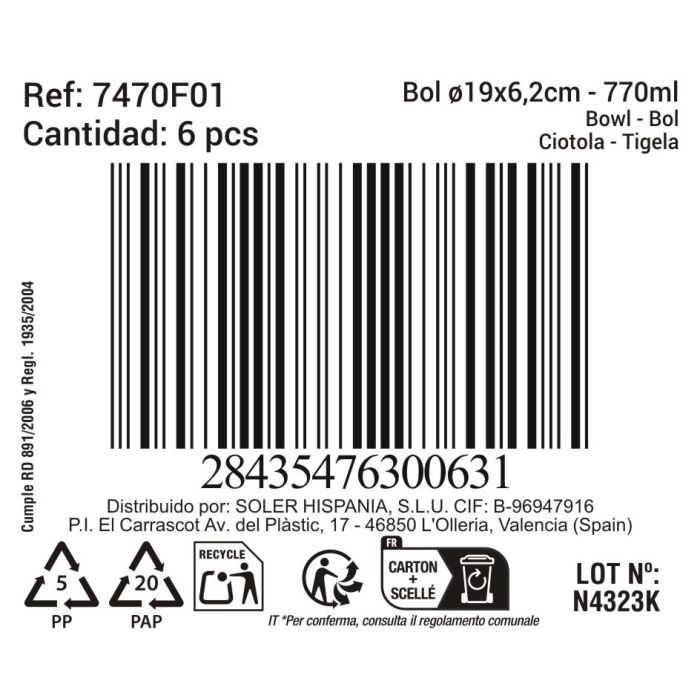 Bol Ocean Blue 770 ml - Inde (12 Unidades) 1