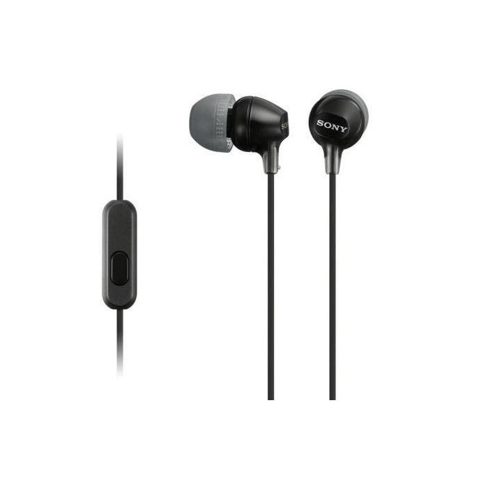 Sony Auriculares Ex-15Ap Internos Ligeros con Micrófono, Conector Jack 3.5, Negro