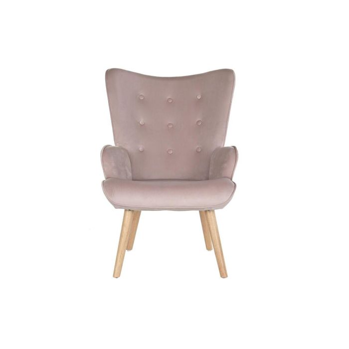 DKD Home Decor Butaca Scandi Rosa - Sillón Individual Poliéster y Madera Desmontable - Medidas 75x69x96 cm, Asiento 43cm 4